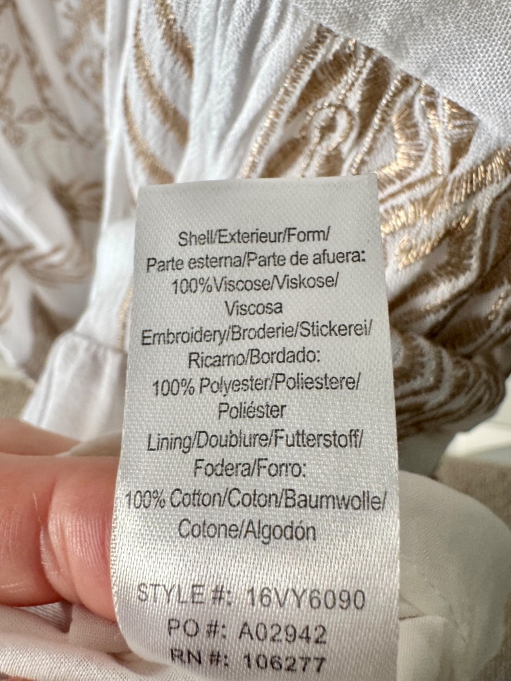 Hale Bob Lucia Dress White with Gold Embroidered details Long Sleeve NWT - Picture 11 of 12